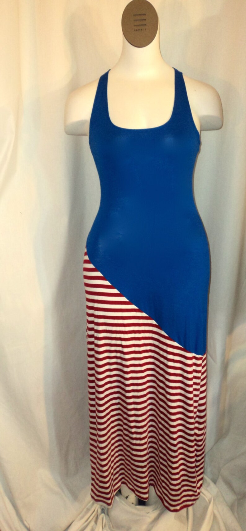 Women sexy long maxi tank top racer back or regular black /4th of July /Patriotic USA image 1