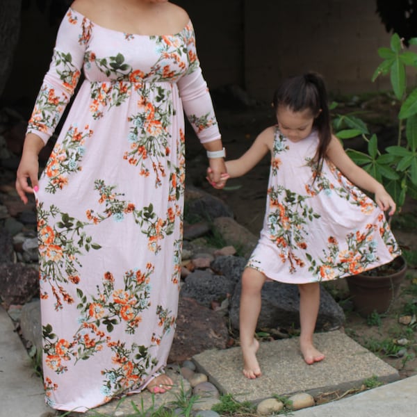 Maternity or non- Maternity Dresses/off shoulders baby doll maternity/ Matching mommy & Me/BabyShower Dress/ Gender Reveal/Floral Print