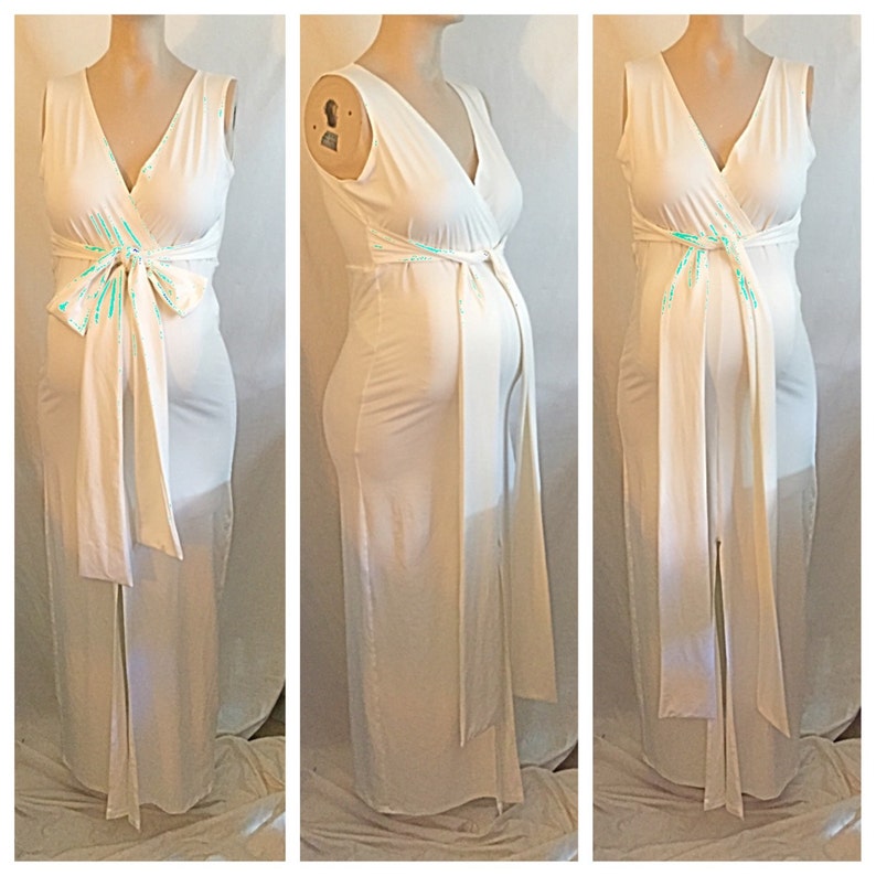 Maternity V-neck fitted Dress/ maternity gown/ baby shower dress/ photoshoot maternity/gender reveal Dress/bridal /Prom Dress/Evelyn Dress image 2