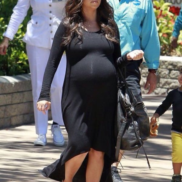 Maternity Hi-Lo Maxi Dress / pregnant / celebrity