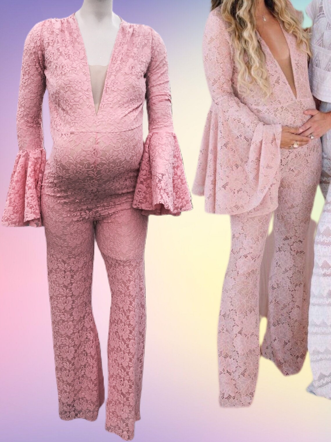 Maternity Lace Jumpsuit Bell Sleeves/ Maternity Outfit/baby Etsy