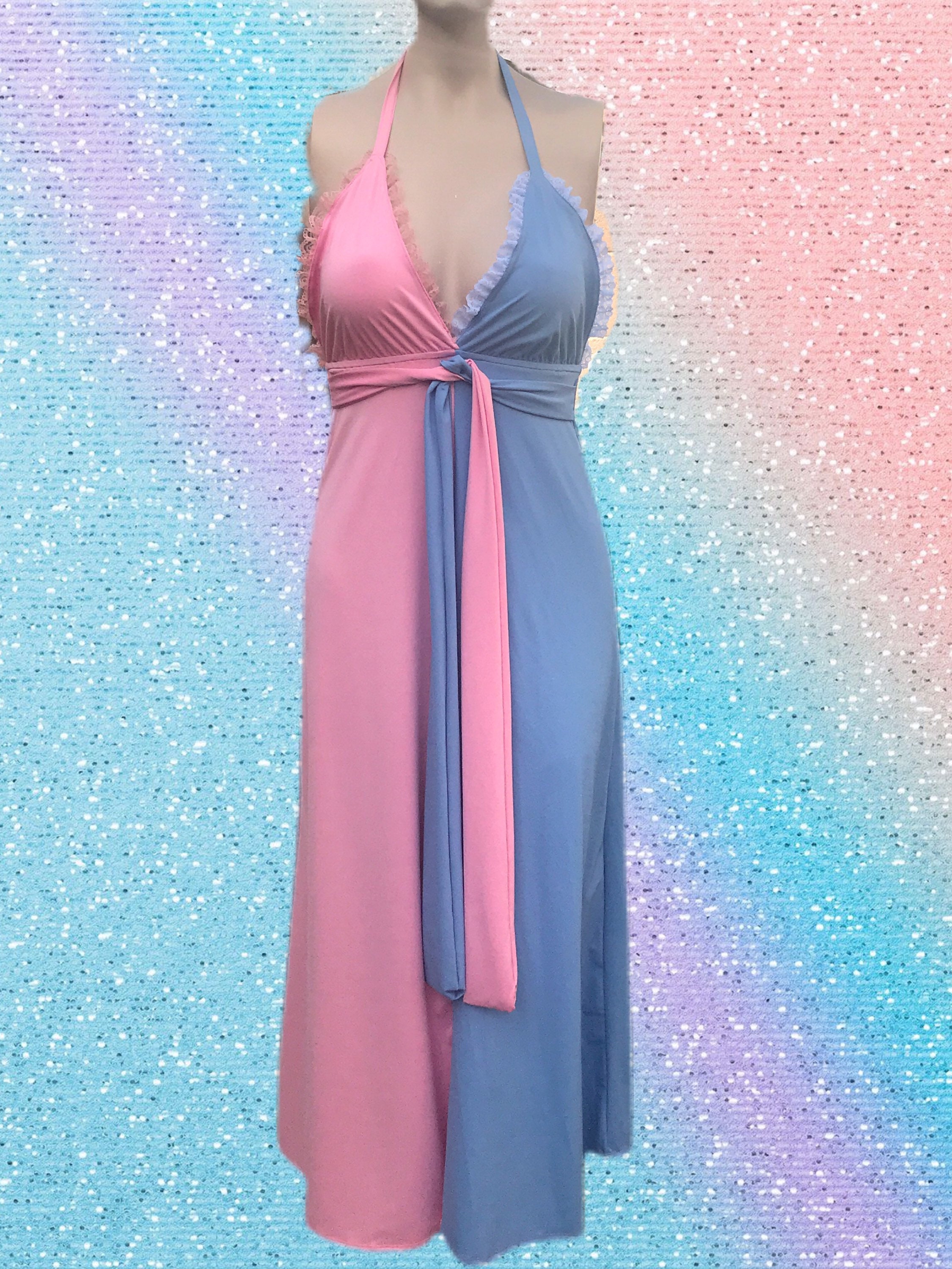 pink and blue dress