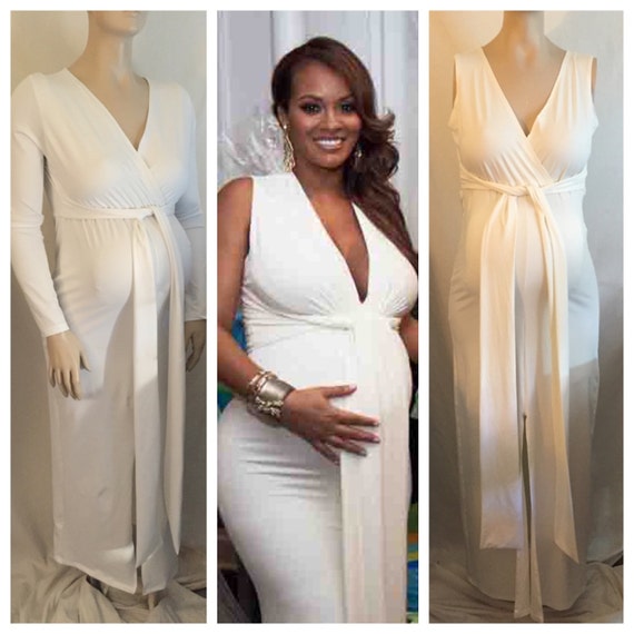 Maternity V-neck Fitted Dress/ Maternity Gown/ Baby Shower Dress/  Photoshoot Maternity/gender Reveal Dress/bridal /prom Dress/evelyn Dress 