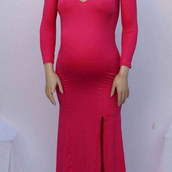 Ready to Ship!!/Maternity Dresses/long baby doll V-neck neckline/ Pregnancy / BabyShower Dress / maternity photoshoot/ Gender Reveal