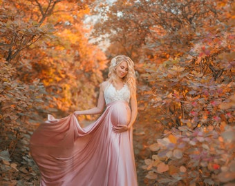 Zwangerschapsjurk geregen haltertop, satijnen stof volledige cirkelbodem, babydouche, fotoshoot moederschap, gender onthullende jurk, vakantiejurk