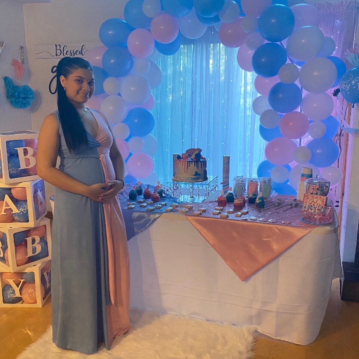 Gender reveal Dress Vneck flowy bottom/ maternity gown/ baby Etsy