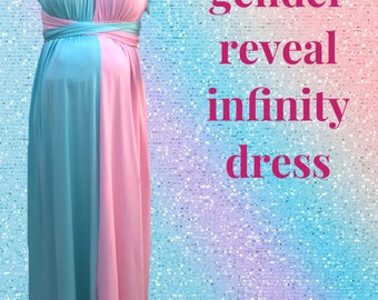 Gender reveal infinity maternity Dress or Jumpsuit/photoshoot maternity/gender reveal gown,pink, blue/Pregnancy jumpsuit