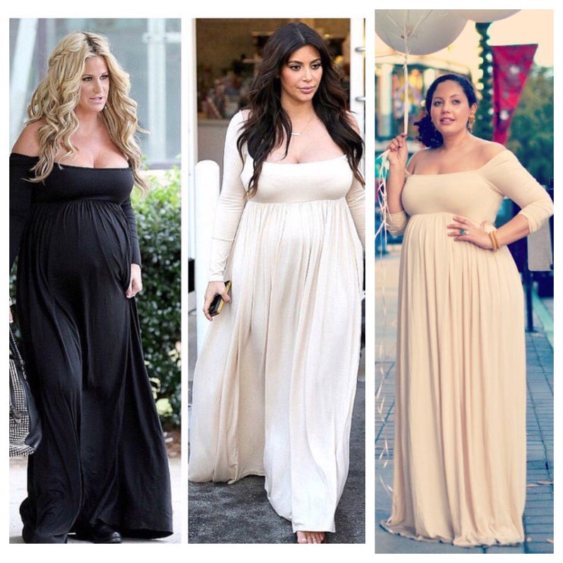 30 Off Dresses Shoulders Baby Doll Babyshower Dress Photoshoot Gender Reveal Pregnancy Image 0