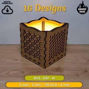 Decorative Candle holder SVG laser cut file, wooden Candle box designs, wood tea light holder