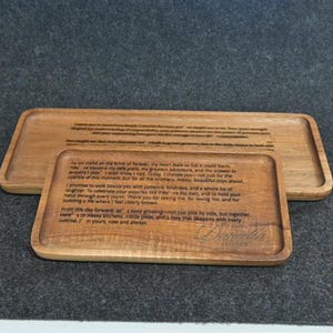 Bandeja rectangular de madera/Regalo de boda grabado/Bandeja de noche/Regalo de cumpleaños para el esposo/Regalo del quinto aniversario/Regalo para el padre de la novia/Regalo para el novio