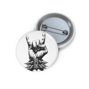 Botón de Rock On Hand, accesorios punk, regalos para amantes de la música, insignia de festival