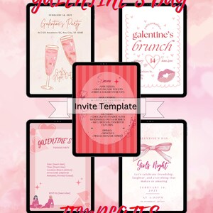 Galentine’s Day Invitation and Menu Template Bundle – Editable Canva Design for Girls’ Night Celebration | Girls brunch | Canva