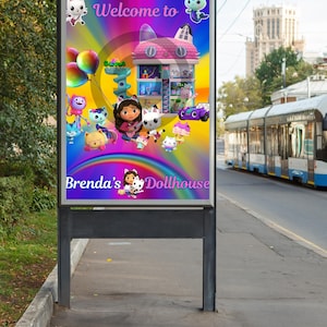 Gabby&#39;s Dollhouse Welcome Sign: Editable Party Decor (PDF)