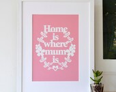 Home is Where MOM / MUM Is - Print - gift for mom, mothers day gift, art print for mom,