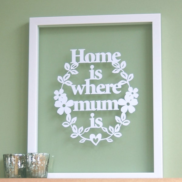 Home is Where Mum Is - Papercut Wall Art