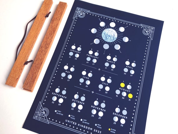 Lunar Calendar With Moon Phases 2023 Moon Phase Wall Hanging - Etsy