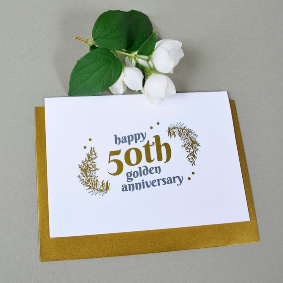 50th golden wedding anniversary gold foil card love card etsy