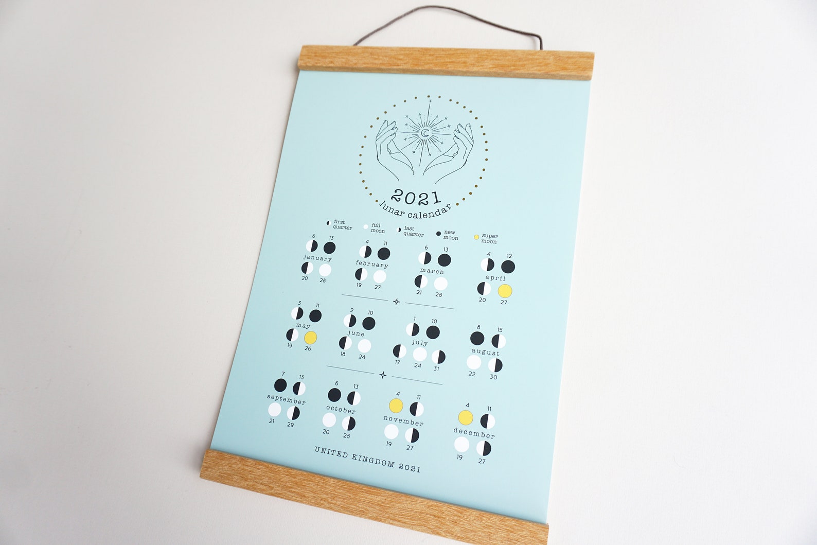 Lunar Calendar Moon Calendar Moon Phases Moon Phase Wall Etsy