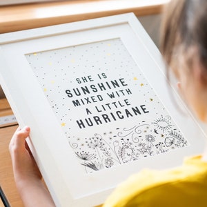 Feminist Wall Art, Girl Power Print - She is sunshine mixed with a little hurricane, Feminist Print, Feminist Poster, Feminist Art