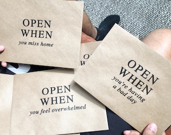 University Gifts, Open When Envelopes for College, College Student, Leaving Home Gift, Going Away to College, College Son Gift, Homesick