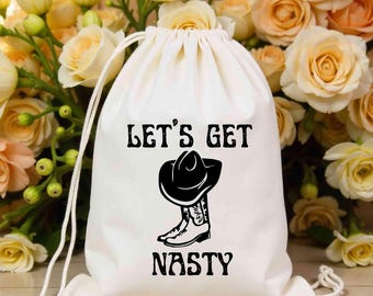 Let's Get Nasty Bachelorette Bags - Cowgirl Hat and Shoes Party Favor - Party Goodie Bags - Girls Weekend Party Gift Bags - Custom Favor Bag