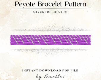 Mönster för Peyote-armband - Pärlarmband i PDF-format, Miyuki Delica 11/0 mönster för fröpärlor, DIY-pärlhandledning, Udda antal - Ränder