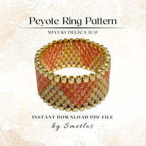 Desert Rose Peyote Ring Pattern, Beaded Ring Pattern, Miyuki Beading Pattern, PDF Beadwork Chart, DIY Peyote Ring