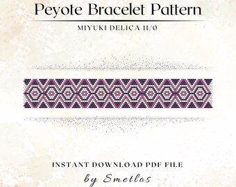 Mönster för Peyote-armband - Pärlarmband i PDF-format, Miyuki Delica 11/0 mönster för fröpärlor, DIY-pärlhandledning, Udda antal - Illusion