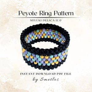 Even Count Peyote Ring, Peyote Ring Pattern, Beaded Ring Pattern, Miyuki Beading Pattern, PDF Beadwork Chart, DIY Peyote Ring - Stone Path
