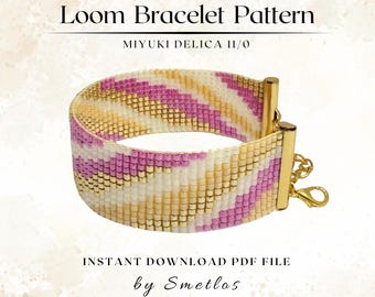 Beaded Bracelet Pattern, Loom Bead Cuff, Miyuki Delica Pattern PDF, Abstract Seed Bead Jewelry Tutorial, Instant Download