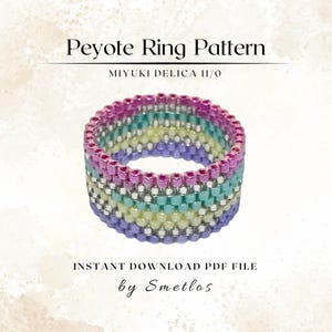Rainbow Ring Peyote Ring Pattern, Beaded Ring Pattern, Miyuki Beading Pattern, PDF Beadwork Chart, DIY Peyote Ring