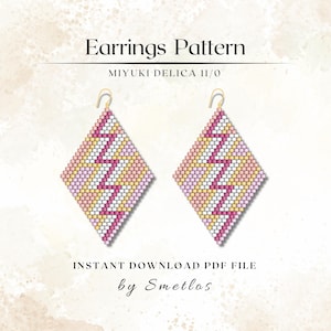 Woven Earrings Beaded Earrings Pattern, Miyuki Earrings, Seed Bead Earrings, Brick Stitch, Beadwork PDF, DIY Beading Pattern