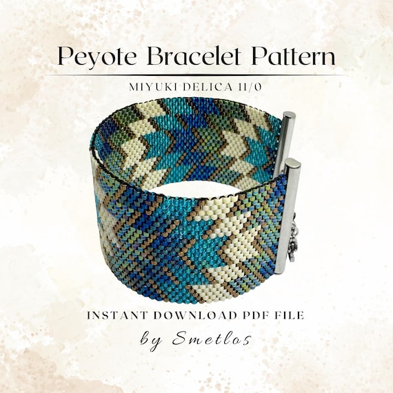 Peyote Bracelet Pattern - Beaded Bracelet PDF, Miyuki Delica 11/0 Seed Bead Pattern, DIY Beading Tutorial, Even Count - Arrow