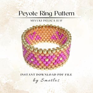 Rose Gold Triangle Peyote Ring Pattern, Beaded Ring Pattern, Miyuki Beading Pattern, PDF Beadwork Chart, DIY Peyote Ring
