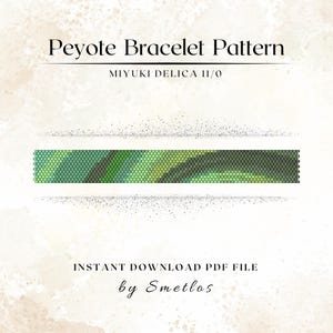 Peyote Bracelet Pattern - Beaded Bracelet PDF, Miyuki Delica 11/0 Seed Bead Pattern, DIY Beading Tutorial, Odd Count - Green Wave