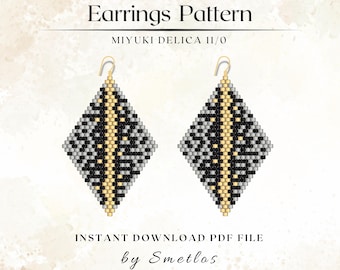 Dark Gold Earrings Beaded Earrings Pattern, Miyuki Earrings, Seed Bead Earrings, Brick Stitch, Beadwork PDF, DIY Beading Pattern