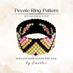 Peyote-ringpatroon Night Glow, ringpatroon met kralen, Miyuki-kralenpatroon, pdf-kralenschema, peyote-ring DIY