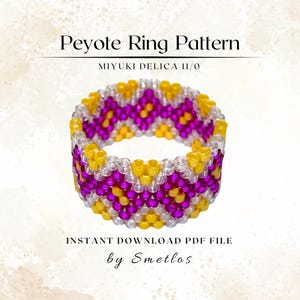 Radiant Dream Peyote Ring Pattern, Beaded Ring Pattern, Miyuki Beading Pattern, PDF Beadwork Chart, DIY Peyote Ring