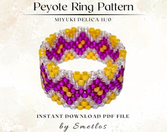 Radiant Dream Peyote Ring Pattern, Beaded Ring Pattern, Miyuki Beading Pattern, PDF Beadwork Chart, DIY Peyote Ring