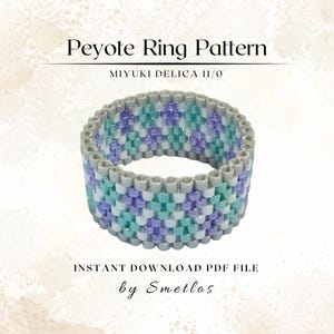 Pastel Crystal Peyote Ring Pattern, Beaded Ring Pattern, Miyuki Beading Pattern, PDF Beadwork Chart, DIY Peyote Ring