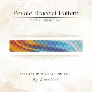 Flame Peyote Bracelet Pattern, Beaded Bracelet Pattern, Miyuki Beading Pattern, PDF Beadwork Chart, DIY Peyote Bracelet
