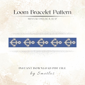 Beaded Bracelet Pattern, Loom Bead Cuff, Miyuki Delica Pattern PDF, Anchor Seed Bead Jewelry Tutorial, Instant Download