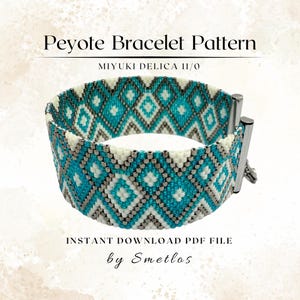 Even Count Peyote Bracelet Pattern, Beaded Bracelet Pattern, Miyuki Beading Pattern, PDF Beadwork Chart, DIY Peyote Bracelet - Ice Road