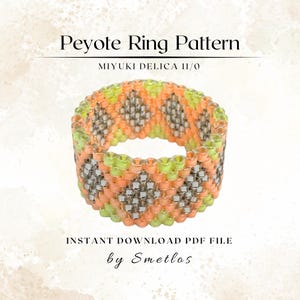 Patrón de anillo de peyote en zigzag neón, patrón de anillo de cuentas, patrón de abalorios Miyuki, gráfico de abalorios en PDF, anillo de peyote DIY