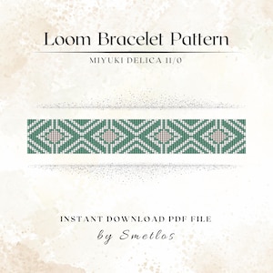 Grün Sparkle Loom Perlen Armband Muster, Miyuki Loom Muster, Perlenarmband PDF, Perlenarbeit Tabelle, Loom Armband