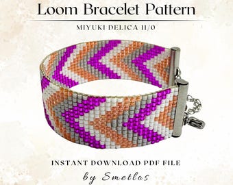 Arrows Loom Bracelet Pattern, Bead Loom Pattern, Miyuki Delica Seed Bead Bracelet PDF, Tribal Cuff Tutorial, Instant Download