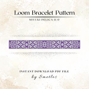 Beaded Bracelet Pattern, Loom Bead Cuff, Miyuki Delica Pattern PDF, Geometric Seed Bead Jewelry Tutorial, Instant Download