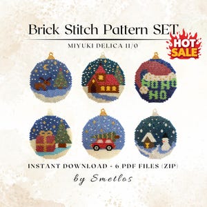 Brick Stitch Pattern Set Christmas Ball Ornament – Miyuki Delica Beads (PDF Pattern)
