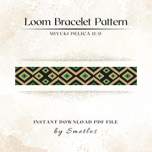 Green Labyrinth Seed Bead Bracelet Pattern, Loom Beading Pattern PDF, Miyuki Delica Cuff Bracelet, Bead Loom Tutorial