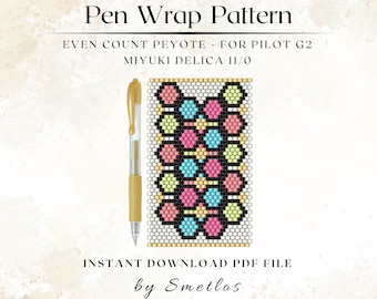 Burbujas de colores: patrón para envolver bolígrafos con cuentas, patrón para cuentas Miyuki, envolver bolígrafos con cuentas de semillas, funda para bolígrafos Peyote, patrón para hacer cuentas DIY, PDF de abalorios